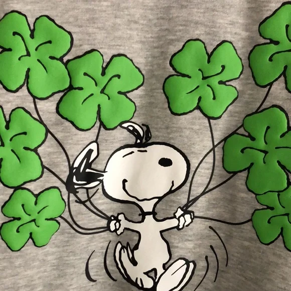 Peanuts SNOOPY Gray Crewneck St. Patrick’s Day Sweatshirt SIZE 1X - Picture 4 of 9